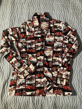 vintage 70's Givenchy automotive button down shirt size 10